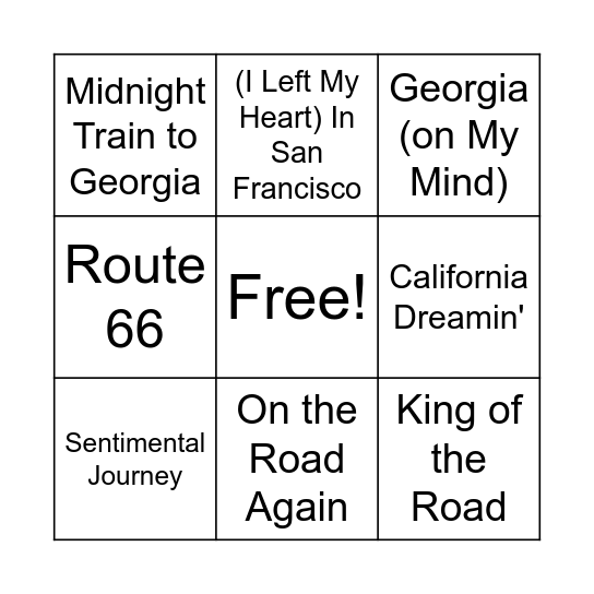 Music Bingo - Sentimental Journey Bingo Card