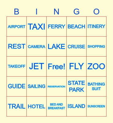 VACATION Bingo Card