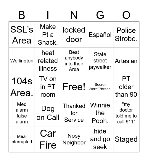 101 Bingo Card