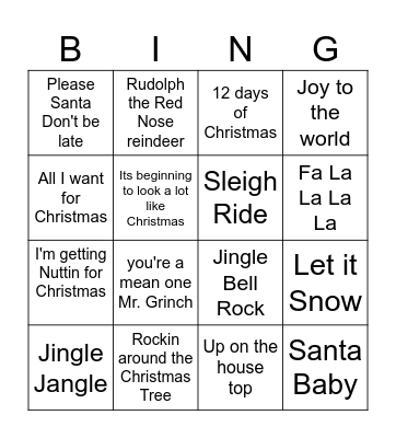 Christmas Music Bingo Card