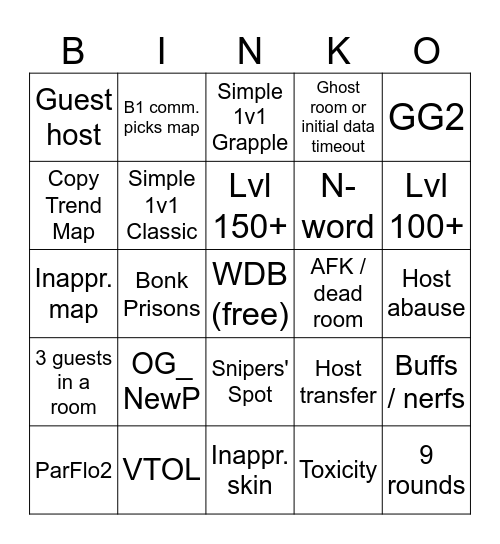 Bonk.io Bingo Card