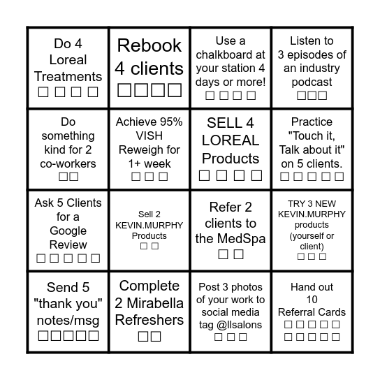 STYLIST BINGO CHALLENGE!      (8/1-8/14/24) Bingo Card