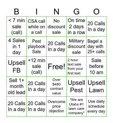 Sales Bingo Card