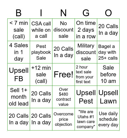 Sales Bingo Card