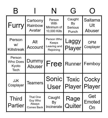 TSB Bingo Card Bingo Card