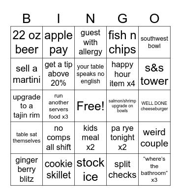 S&S SERVER BINGO Card