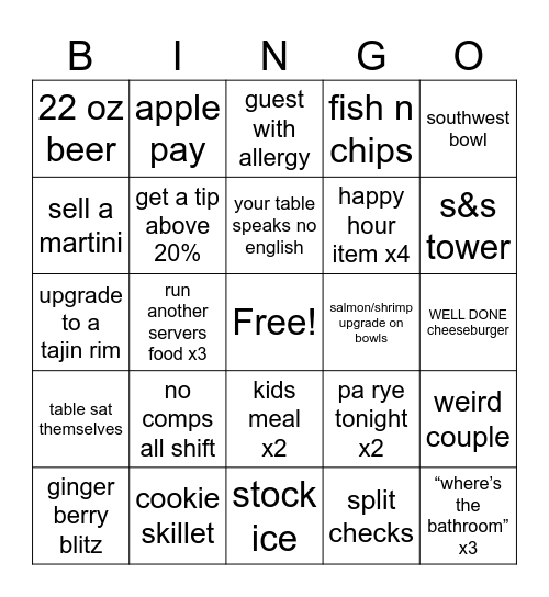 S&S SERVER BINGO Card