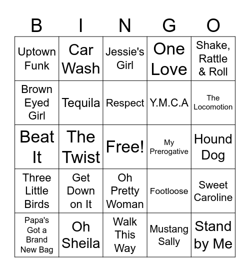 Music Bingo Card