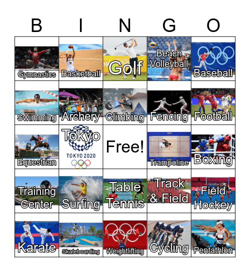 Olympics Bingo Card