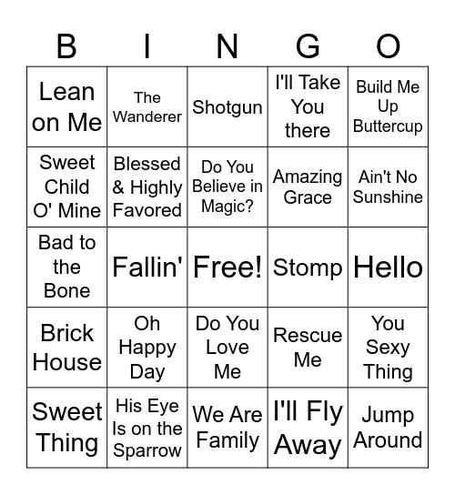 Music Bingo Card