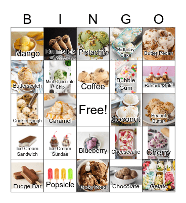 I C E C R E A M Bingo Card