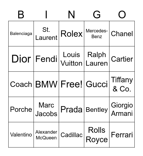 Premium Luxury Bingo Card