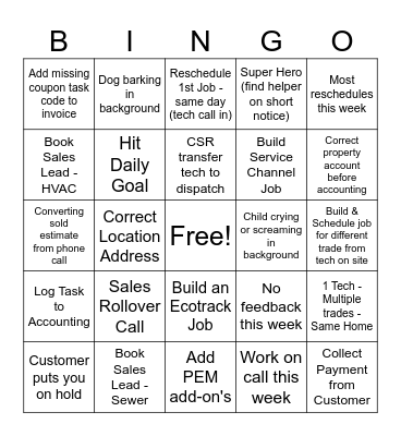 Mattex Dispatcher BINGO Card