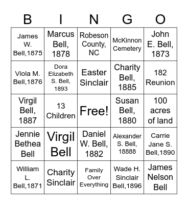 It's A Family Affair Bingo Card