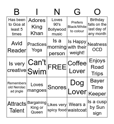 People Bingo Card