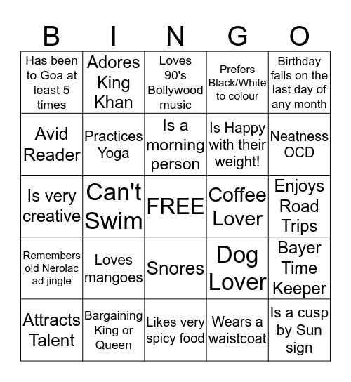 People Bingo Card