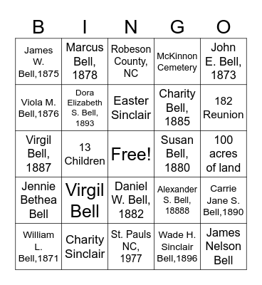 It's A Family Affair Bingo Card