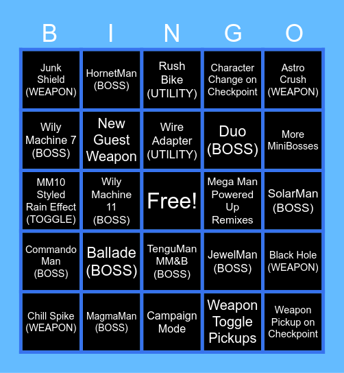 Mega Man Maker 1.9 Bingo! Bingo Card