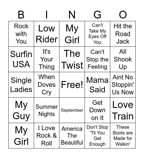 Music Bingo Card