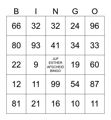 AFSCHEID JUF ESTHER Bingo Card