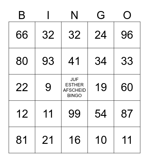 AFSCHEID JUF ESTHER Bingo Card