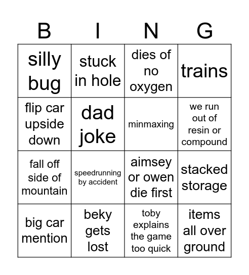 astroneer bingo Card