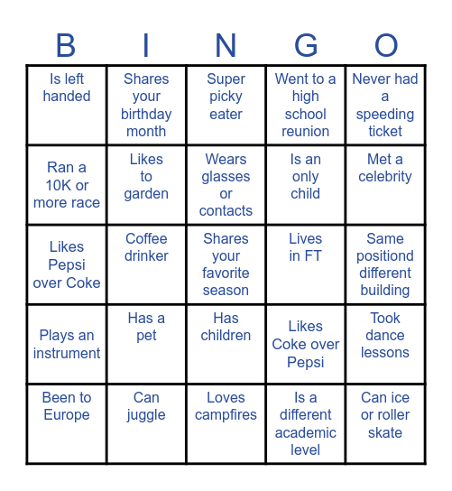 FTCSC Bingo Card