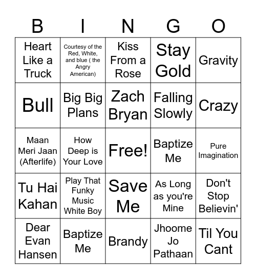 Q3 2024 Music Bingo Card