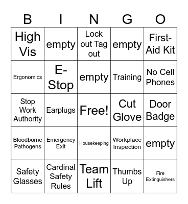 TekniPlex Safety Week Bingo Card