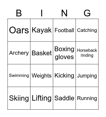 Sports Bingo Card