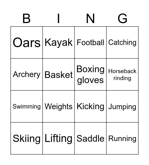 Sports Bingo Card
