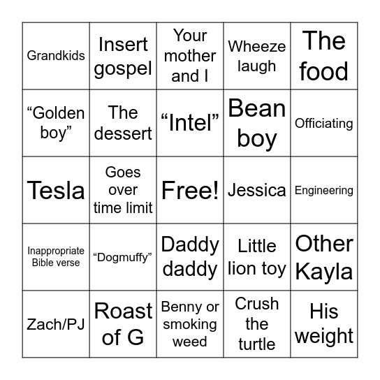 Chris Bingo Card