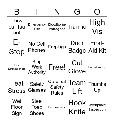 TekniPlex Safety Week Bingo Card
