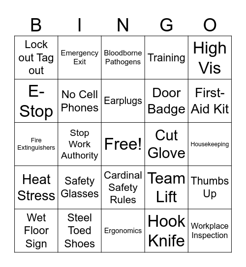 TekniPlex Safety Week Bingo Card