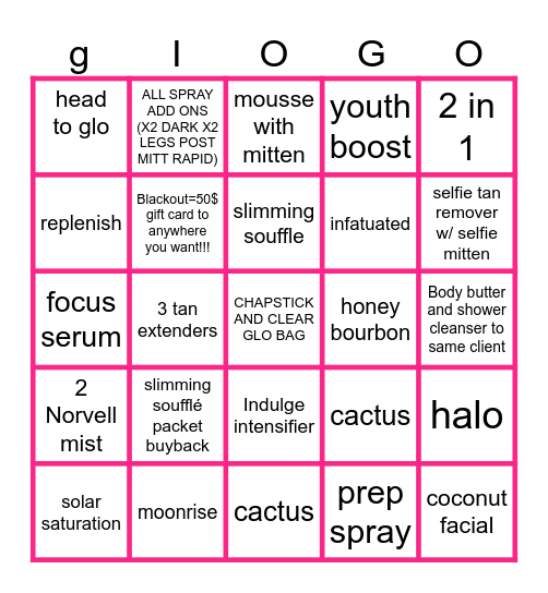 GLO BINGO Card