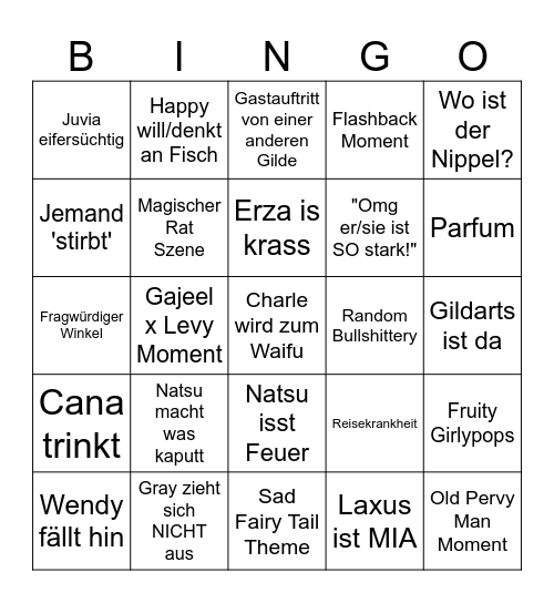 Fairy Tailo Bingö Bingo Card