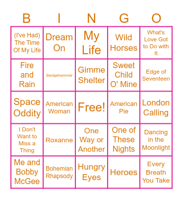 Classic Rock - BINGO Card