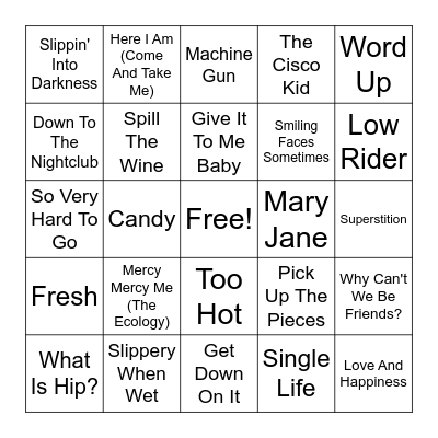 R&B: Funk/Soul -Vol. 1 Bingo Card