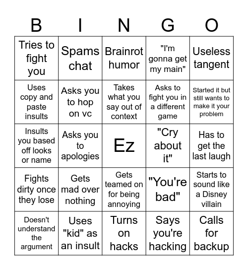 Toxic Bingo Card Bingo Card