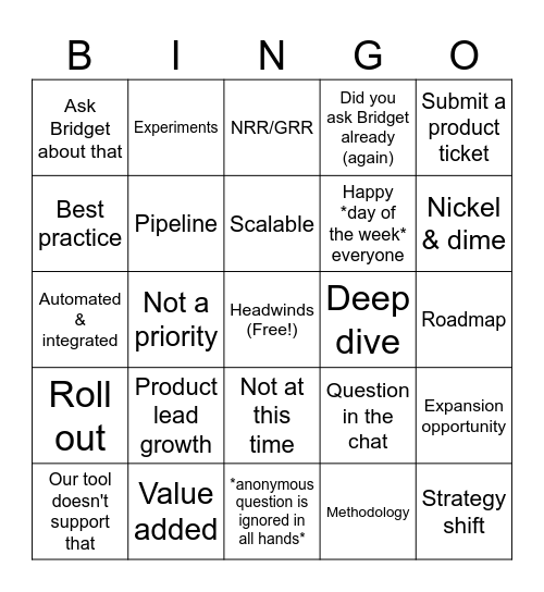 CR Lingo Bingo Card