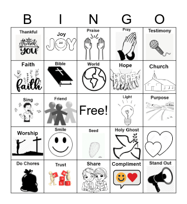 Faith - Hope - Love Bingo Card