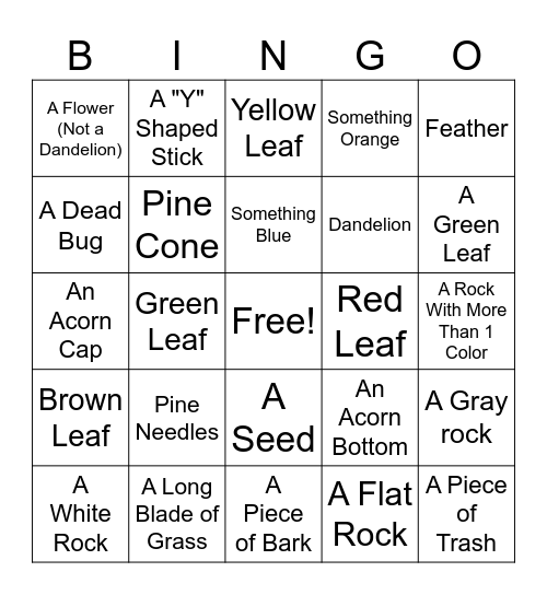 Outdoor Bingo Card