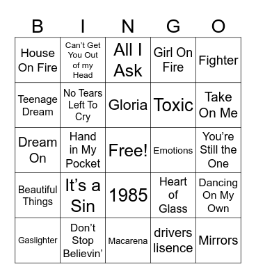 Cover Me Bingo Card