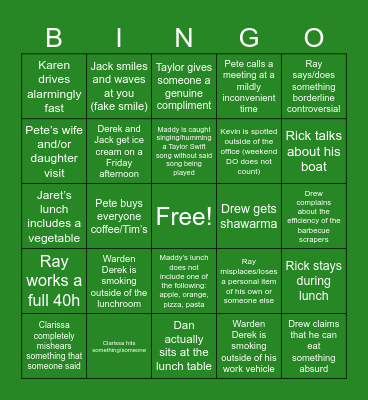 Point Pelee BINGO (Staff Edition) Bingo Card