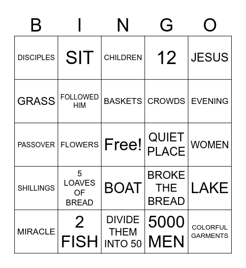 Jesus Feeds the 5000 Bingo Card