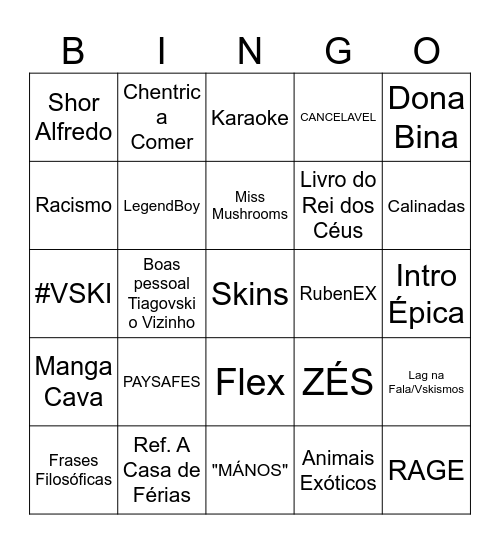 TIAGOVSKI BINGO Card