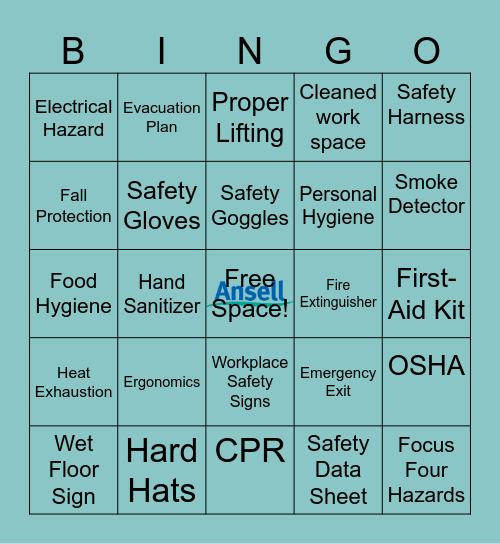 Workplace Safety Bingo Card