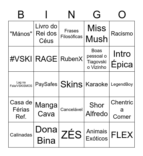 Tiagovski Bingo Card