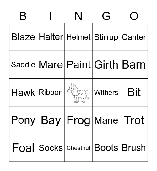 Pony Bingo Card