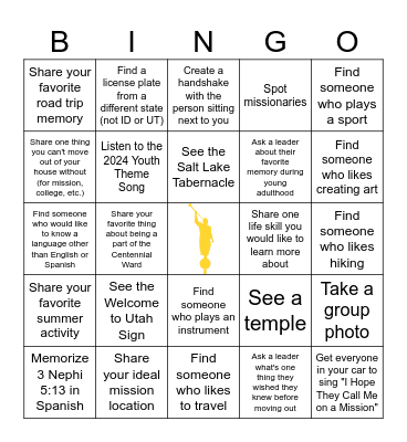 Youth Conference Bingo Card